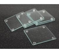Deenz Square Clear Glass 10Cm 6X Coasters Rectangle 20X30Cm Placemats Dining Table Mats Kitchen Luxurious Lifestyle Heavy Duty