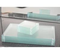 Deenz Square Clear Glass 10Cm Coasters Rectangle 20X30Cm Placemats Dining Table Mats Kitchen Heat Resistant Luxurious Lifestyle Heavy Duty (6 Placemats)