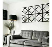 Deenz Square Diamond Shape Frame Black Wall Art Mirror Set Of 3 Modern Stylish 40X40Cm Collection Of Deenz Store