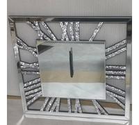 Deenz Square Mirrored Crushed Crystal Wall Clock Loose Diamond Crystal Mirror Wall Silent Clock Chic Finishing Touch (60X60Cm)