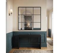 Deenz Square Shaped Black Window Panel Design Wall Mounted Mirror Glass Frame Large Indoor & Outdoor Use Gift Idea Home Decor 60Cm