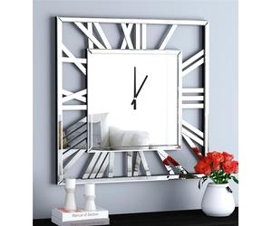 DEENZ Squarely Mirrored Large 80x80 cm Decorative Silent Wall Clock with Round Dial and Roman Numerals