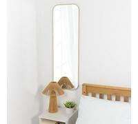 Deenz Squoval Wall Mounted Mirror Rectangle Greige Framed Mini Round Edges Functional Home Décor Unique Shape For Bedroom 120X40Cm