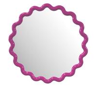 Deenz Striking Wave Edges Design Round Wall-Mounted Playful Ideal Mirror Pink Hue Glass And Pp Framed 50 X 2.5 Cm