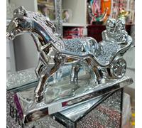 Deenz Style Horse Carriage Shine Couple Crush Diamond Wedding Ornament Romany Gypsy Home Decor Bedroom Living Room (Silver)