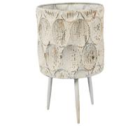 Deenz Stylish Planter Decorative Plant Pot Indoor Outdoor Use Durable Metal Cream Ideal Modern Garden Home 35 X 21 Cm
