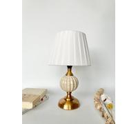 Deenz Table Lamp With Metal Cermaic Base With A Soft White Fabric Shade Chic Designs Copper Spiral Globe T059
