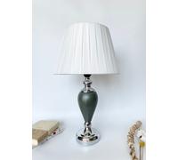 Deenz Table Lamp With Metal Cermaic Base With A Soft White Fabric Shade Chic Designs Dark Gray Decanter Vase T062
