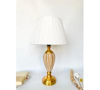 Deenz Table Lamp With Metal Cermaic Base With A Soft White Fabric Shade Chic Designs Gold Faceted Vase T057