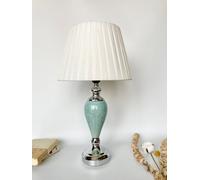 Deenz Table Lamp With Metal Cermaic Base With A Soft White Fabric Shade Chic Designs Light Teal Decanter Vase T064