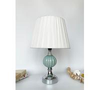 Deenz Table Lamp With Metal Cermaic Base With A Soft White Fabric Shade Chic Designs Light Teal Spiral Globe T058
