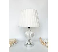 Deenz Table Lamp With Metal Cermaic Base With A Soft White Fabric Shade Chic Designs White Spiral Globe T056