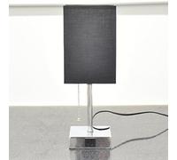 Deenz Table Lamp With Usb & C Type Charging Ports Pull Chain Lamp Silver Plating Square Base For Bedroom Small Space (Black)