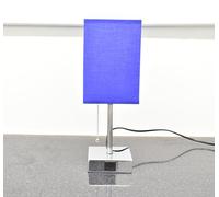 DEENZ Table Lamp with USB & C Type Charging Ports Pull Chain Lamp Silver Plating Square Base for Bedroom Small Space Nightstand Lamps Bulb Included (Blue)