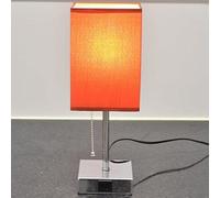 Deenz Table Lamp With Usb & C Type Charging Ports Pull Chain Lamp Silver Plating Square Base For Bedroom Small Space ( Red )