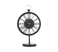 DEENZ Table Top Clock Black Roman Numerals Quartz Movement Sleek Vintage Style Open-Frame Desk Design Golden Hands Finish Accent Home Decor Timepiece Round Base Mantel Ring Top 32 X 20 X 12 Cm