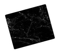 DEENZ Tempered Glass Hob Cover Plate White Marble Crack Effect 4X Anti-Slip Feet Dishwasher Safe Worktop Saver 4Mm Robust and Impact Resistant Sleek Black Board 52 X 30 Cm (Hob Cover + 4X Feets)