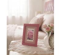 DEENZ The Adorable Scalloped Pink Photo Frame Easy Picture Hanging Decorative Border Great Gift Glass/Wood Wavy Construction Ideal For Mantels, Shelves And Tables 30x25x1.5 Cm (6 X 4 Inches)