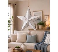 Deenz The Coastal Style 3D White Star Hanging Ornament Large Sized Shabby Chic Effect Artwork Structure Bedroom Bathroom 53X50X7Cm