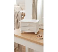 Deenz The Decorative 2 Drawer Mdf Small Cabinet Velvet White Finished Home Office Space Desk Organisation Storage Modern 30X20.5Cm