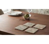 Deenz The Pack Of 4 Fusion Whitewashed Drift Wood Coasters Cream Faux Leather Brick Tile Effect Design Dinner Tabletop Decor