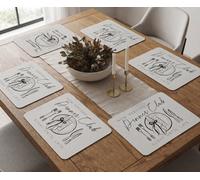 Deenz The Rectangle Pack Of 6 Dinner Club Placemats White Mdf Sealed Edges Surface Protector Cork Back Table Decor 29X21.5Cm