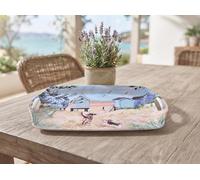 Deenz The Rectangle Plastic Serving Tray With Handles Large Kitchen Storage Accessory Summer Beach Decorative Design Table 48X31Cm