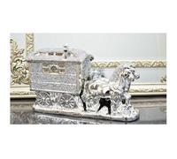 DEENZ Two Horses With Wagon Gypsy Crushed Diamond Carriage Ornament Silver