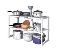 DEENZ UNDER SINK SHELF ADJUSTABLE EXTENDABLE STORAGE STAINLESS STEEL AND PP PLASTIC RACK MULTIPURPOSE KITCHEN BATHROOM UNDER SINK RACK SHELF ORGANISER STORAGE TIDY (PACK OF 1)