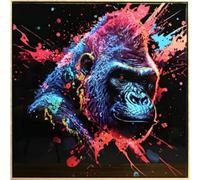 Deenz Vibrant Embellished Gorilla Gloss Canvas Black Wall Art Hanging Pictures Home Decoration Living Room Bedroom