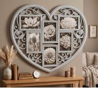 DEENZ Vintage Grey Heart 6 Multi Aperture Frame Collage Photos Large Multi Picture Frame Decor Memories For Bedroom Kitchen Dining