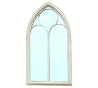 Deenz Vintage Mirror White Brush Plastic Frame Archtop Wall Mount Home Decoration Vertical 90 X 60 X 4 Cm