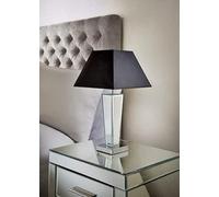 DEENZ Vintage Modern Sparkle Gatsby Plan Mirror Base Table Lamp with Shade Ideal for Living Rooms and Bedrooms (Black)