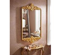 Deenz Vintage Wall Hanging Glass Mirror Rectangular Baroque Gold Tone Plastic Ornate Frame Living Room Deco Present Idea 43X82X3Cm