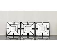 DEENZ Wall Mirrors decorative Set Of 3 Art Deco Style Mirrors 1920 design, wall mounted beautifull living room bedroom hallway mirrors (BLACK)