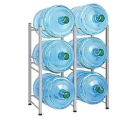 DEENZ Water Cooler Jug Rack for 6 bottles, Water Cooler Bottle Rack 3-Tier Water Bottle Storage Rack Silver Detachable Heavy Duty Water Bottle Cabby Rack (3 Tiers 6 Bottle)