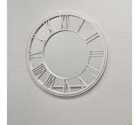 Deenz White Brushed Grey Round Roman Numeral Clock Style Frame Indoor/outdoor Wall Mirror 80Cm Garden Art Decor Window Style