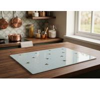 Deenz White Rectangle Honeycomb Bee Design Worktop Saver 5mm Glass Surface Kitchen Accessory Cutting & Chopping Board 50X40Cm