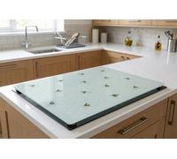 Deenz White Rectangular Honeycomb Bee Design Hob Cover All Cooker Types 5 mm Glass Worktop Saver Kitchen Accessory Décor 52X60Cm