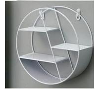 Deenz White Retro Multi Sections Durable Metal Wire Frame Round Wall-Mount Floating Shelf Display Unit Diagonal Storage 50Cm