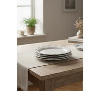 Deenz White Set Of 4 Large Scallop Edge Dinner Plate Zig-Zag Border Wavy Pattern Microwave Safe Everyday Use Kitchen Dishwashable