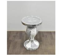 DEENZ White Silver Side Table Crushed Diamond Glitter Mirrored End Table F063