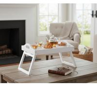 Deenz White Wooden Armchair Tray Sofa Tray Drinks & Remote Holder Decoration 30 X 20 X 17 Cm
