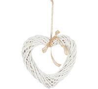 DEENZ Wicker Classic Heart Shape Wall Artwork Hanging Ornament Design Ribbon Attachments Home Decoration & Special Occasions Accent Display Charming Piece Rustic Looks Gift Idea 35 X 5.5 Cm (WHITE)