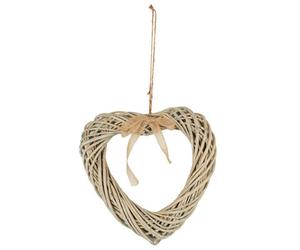 Deenz Wicker Classic Heart Shape Wall Artwork Hanging Ornament Design Ribbon Grey Home Decoration & Special Occasions 35X5.5 Cm