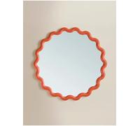 DEENZ Wiggle Wall Mounted Playful Mirror Wavy Frame Contemporary Bordered Glass/Plastic Construction Multicolours Circular Decorative Elements Home Accent Piece Lightweight 50 Cm Dia. (RED)