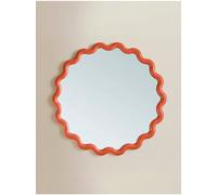Deenz Wiggle Wall Mounted Playful Mirror Wavy Frame Contemporary Bordered Glass/plastic Construction Circular Red 50 Cm Dia.
