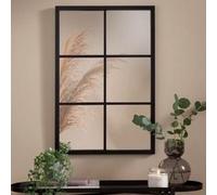 Deenz Window Style Wall Mirror Durable Frame Indoor/outdoor Living Collection Rectangular Wall Mirror 50X76Cm (Black)