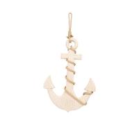 Deenz Wooden Anchor Hanging Ornament With Jute Rope Weathered Finish Shelf Decor Beach-Themed Home Interiors Neutral Tone 61X32 Cm