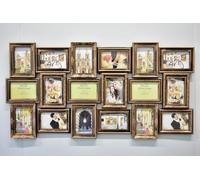 DEENZ X Large 18 Photos Multi Picture Wall Frame 6X4 Photo Multi Photo Frame 18-Aperture Wall Hanging Memories Decoration Gold Rustic
